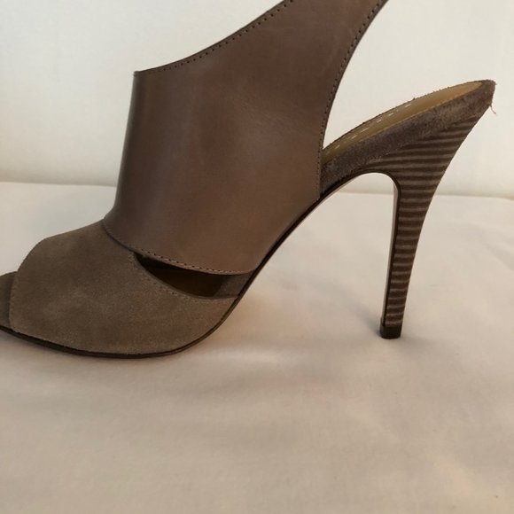 Coach Taupe Leather & Suede Stiletto Booties - Picture 4 of 8